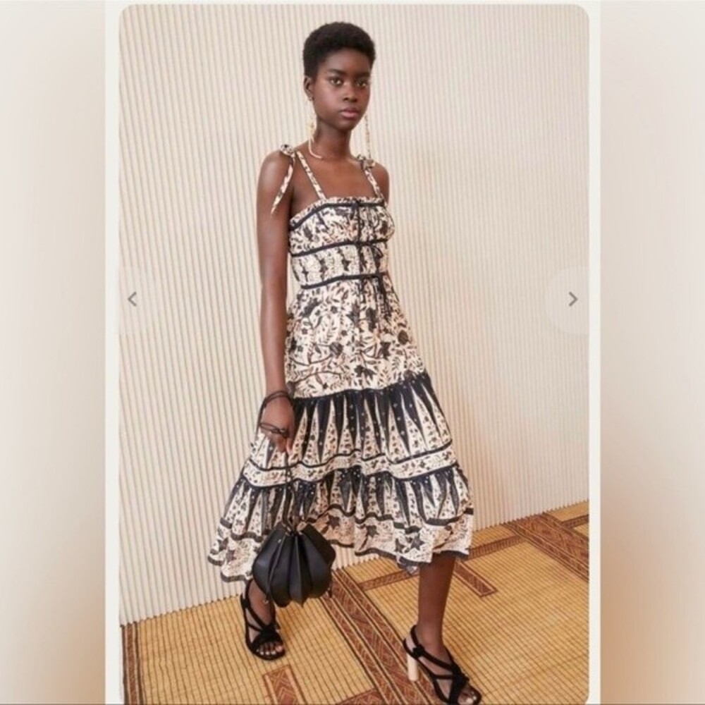 ULLA JOHNSON Indah Tie-Shoulder Printed Midi Dress NWT Sz 8